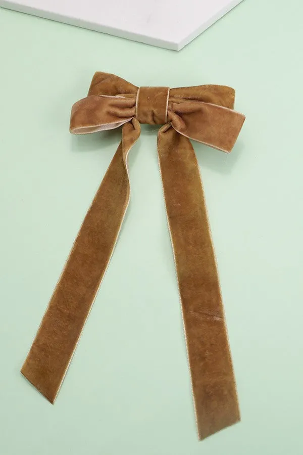 The Valeria Velvet Ribbon Bow Hair Clip