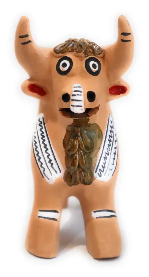Torito de Pucara Pucara Bull Peruvian Pottery Amulet Natural Terra-Cotta Color 6" Tall