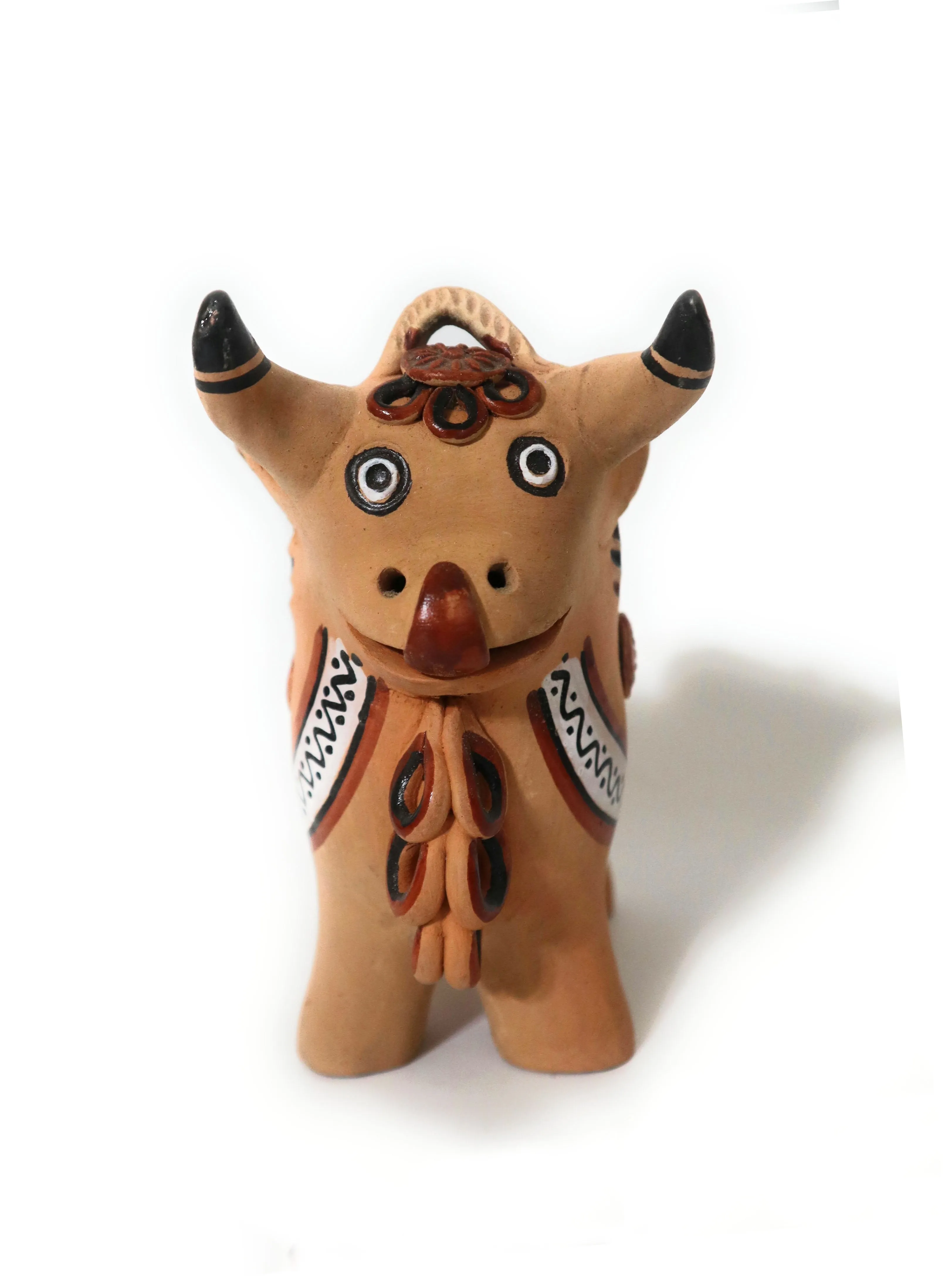Torito de Pucara Pucara Bull Peruvian Pottery Amulet Natural Terra-Cotta Color 6" Tall