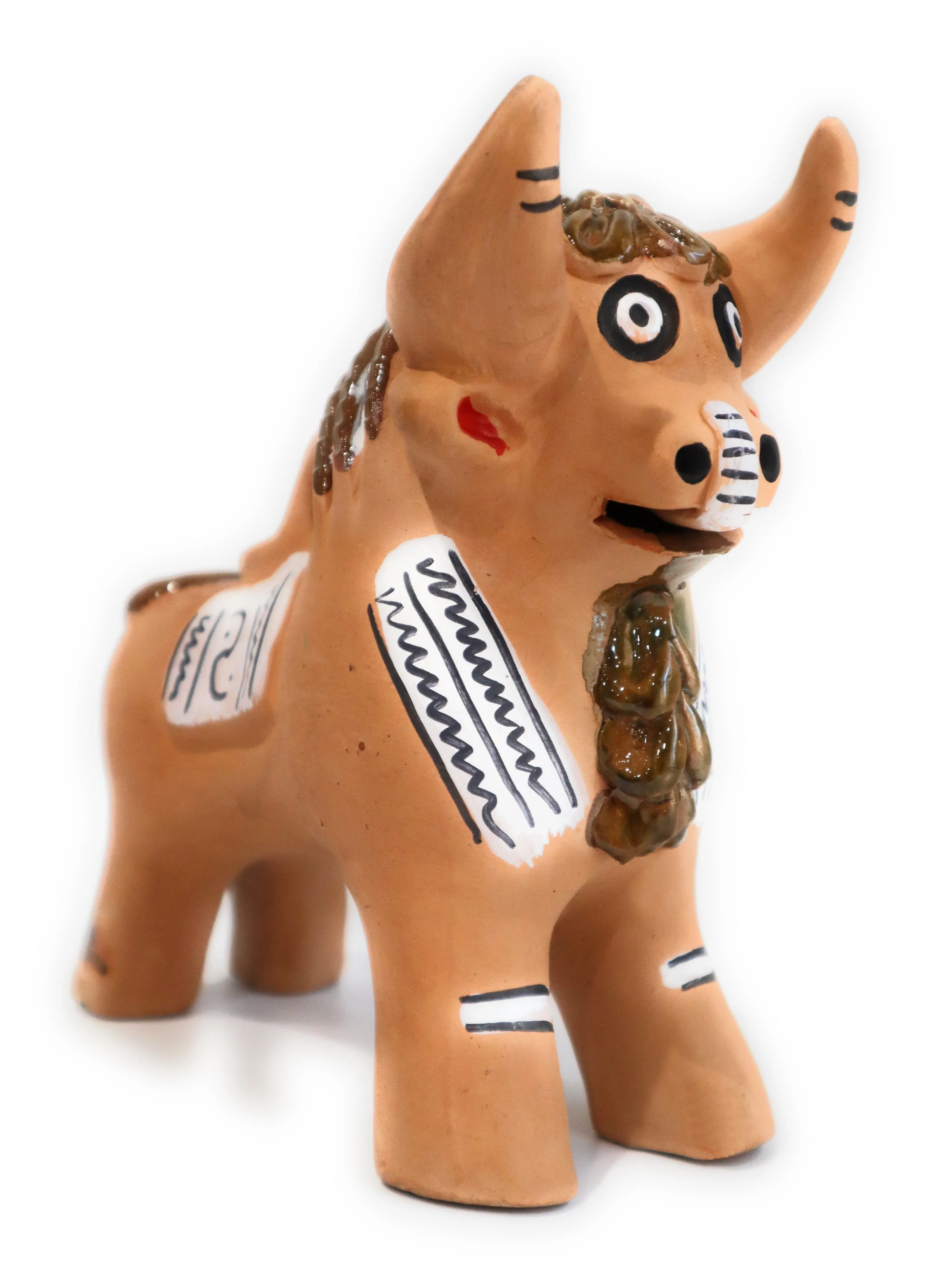 Torito de Pucara Pucara Bull Peruvian Pottery Amulet Natural Terra-Cotta Color 6" Tall