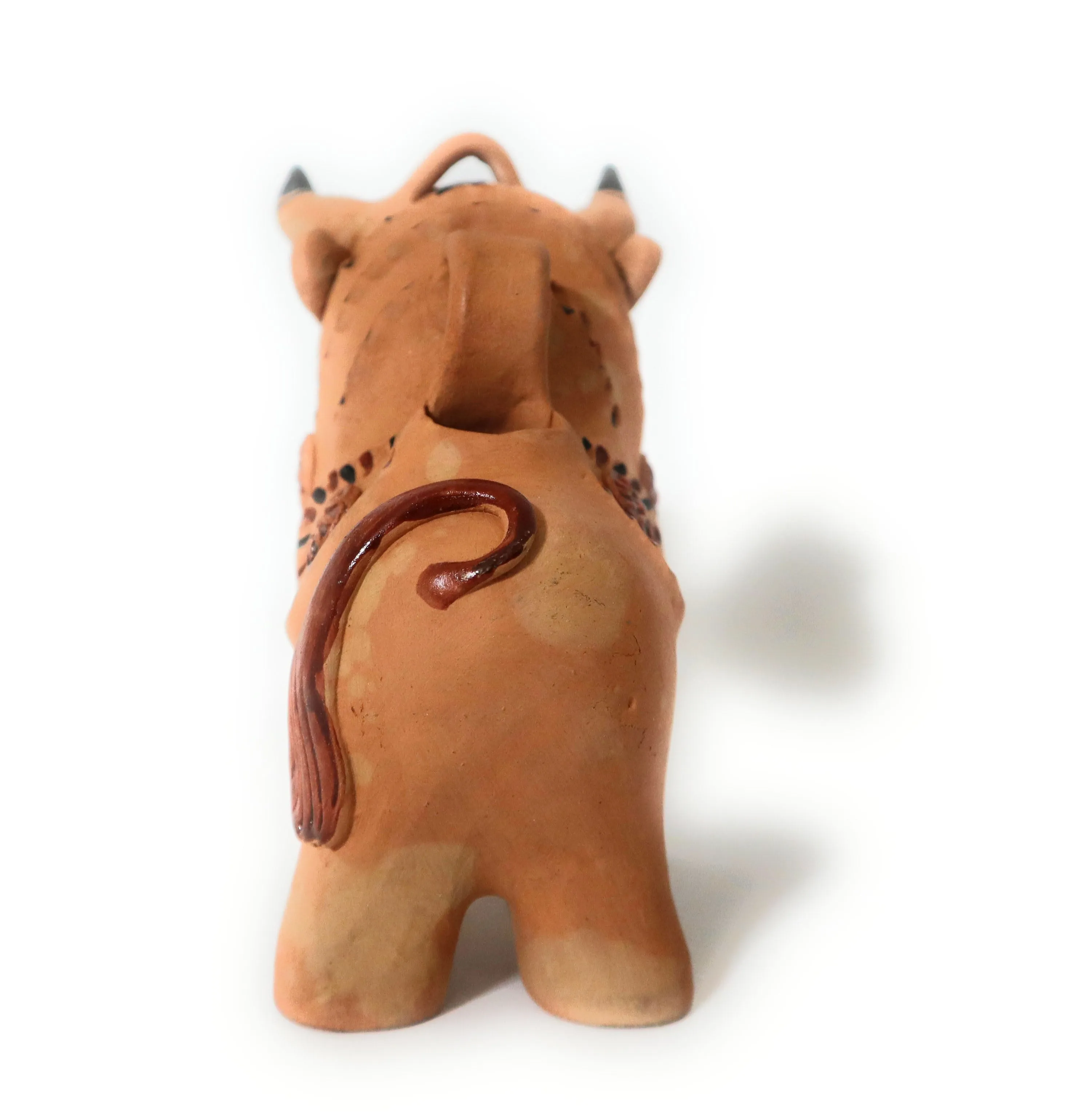 Torito de Pucara Pucara Bull Peruvian Pottery Amulet Natural Terra-Cotta Color 6" Tall
