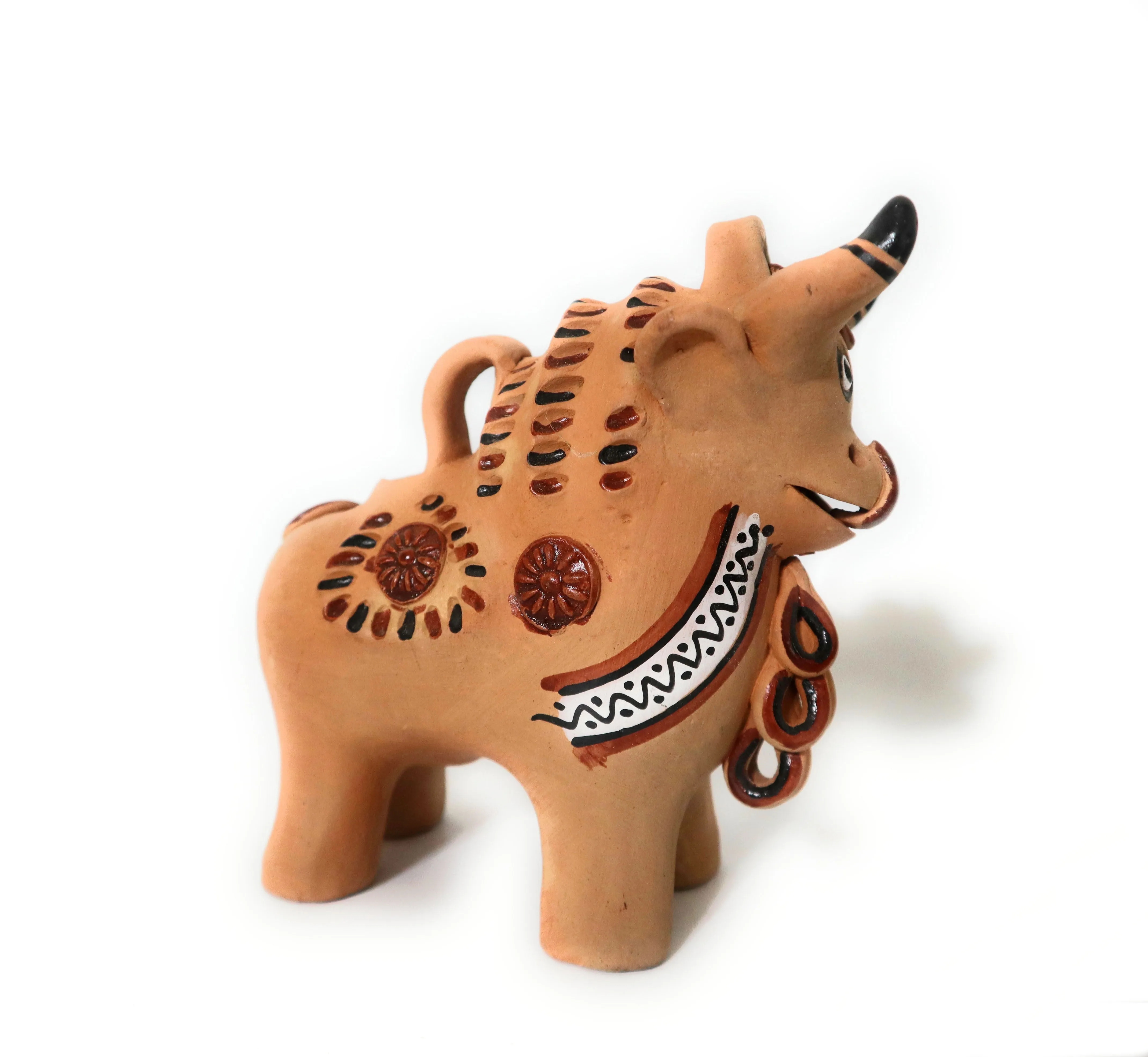 Torito de Pucara Pucara Bull Peruvian Pottery Amulet Natural Terra-Cotta Color 6" Tall