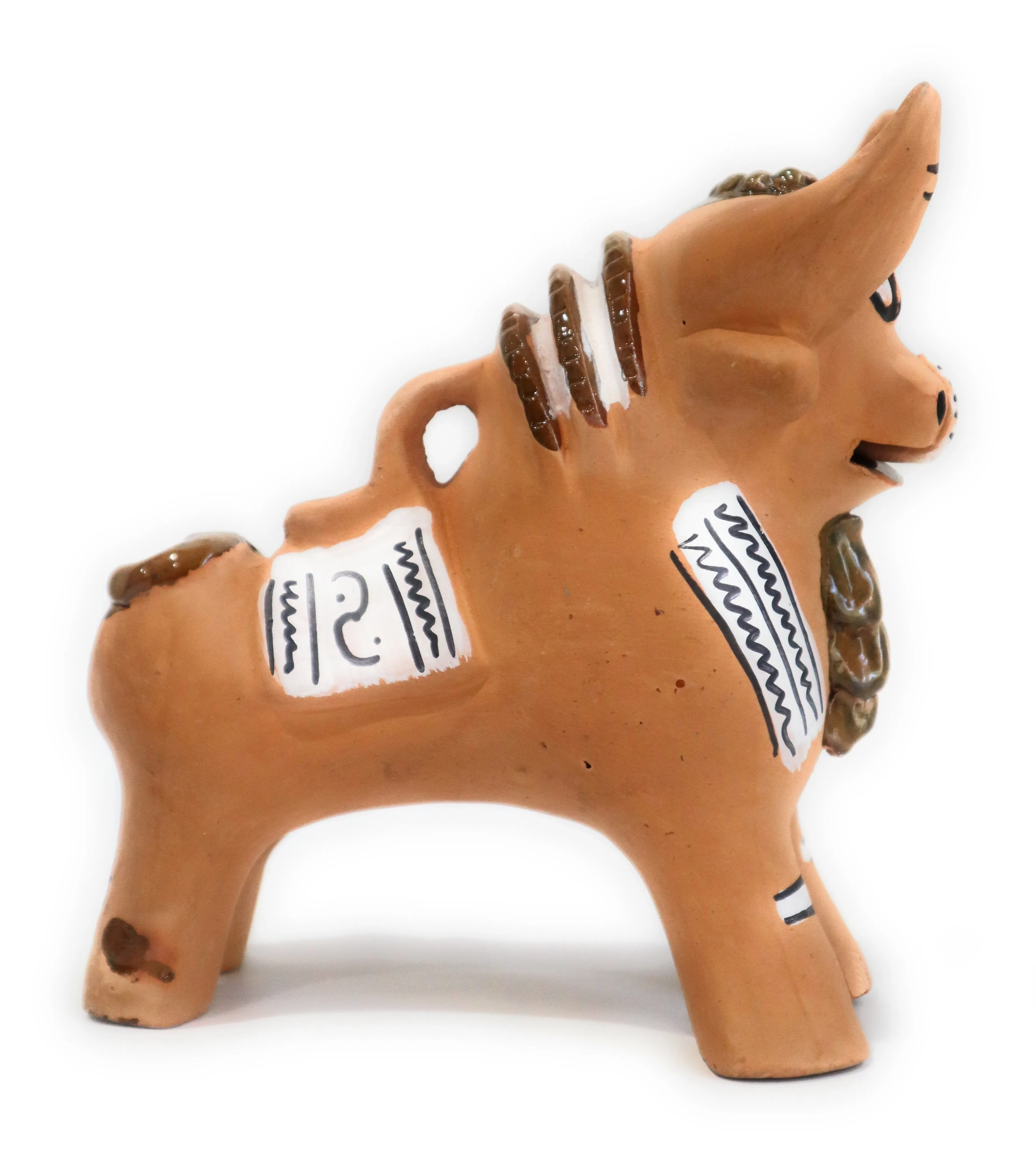 Torito de Pucara Pucara Bull Peruvian Pottery Amulet Natural Terra-Cotta Color 6" Tall