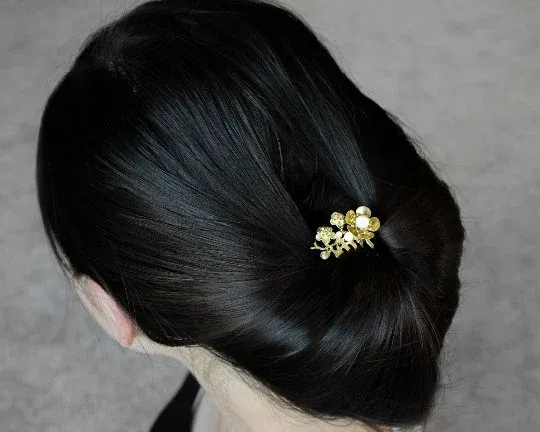 Tree Peony Hair Comb Gold