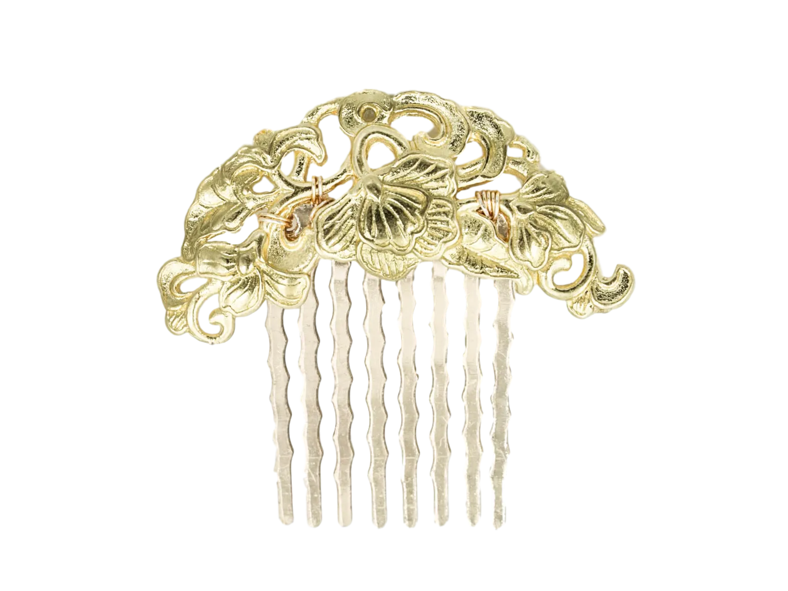 Tree Peony Hair Comb Gold