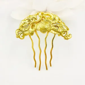 Tree Peony Hair Comb Gold