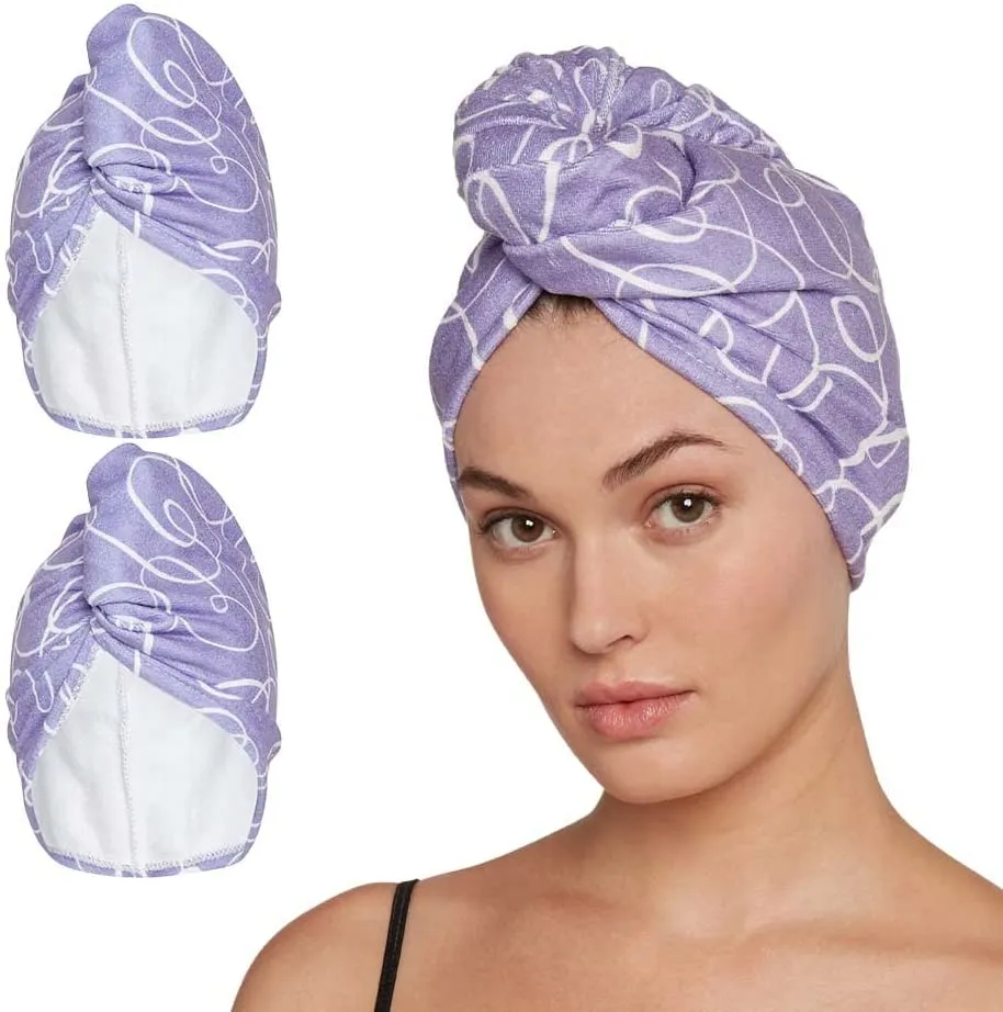 Turbie Twist Microfiber Hair Towel Wrap for Women and Men | 2 Pack | Bathroom Essential Accessories | Quick Dry Hair Turban for Drying Curly, Long & Thick Hair (Cupcakes, Sprinkles)