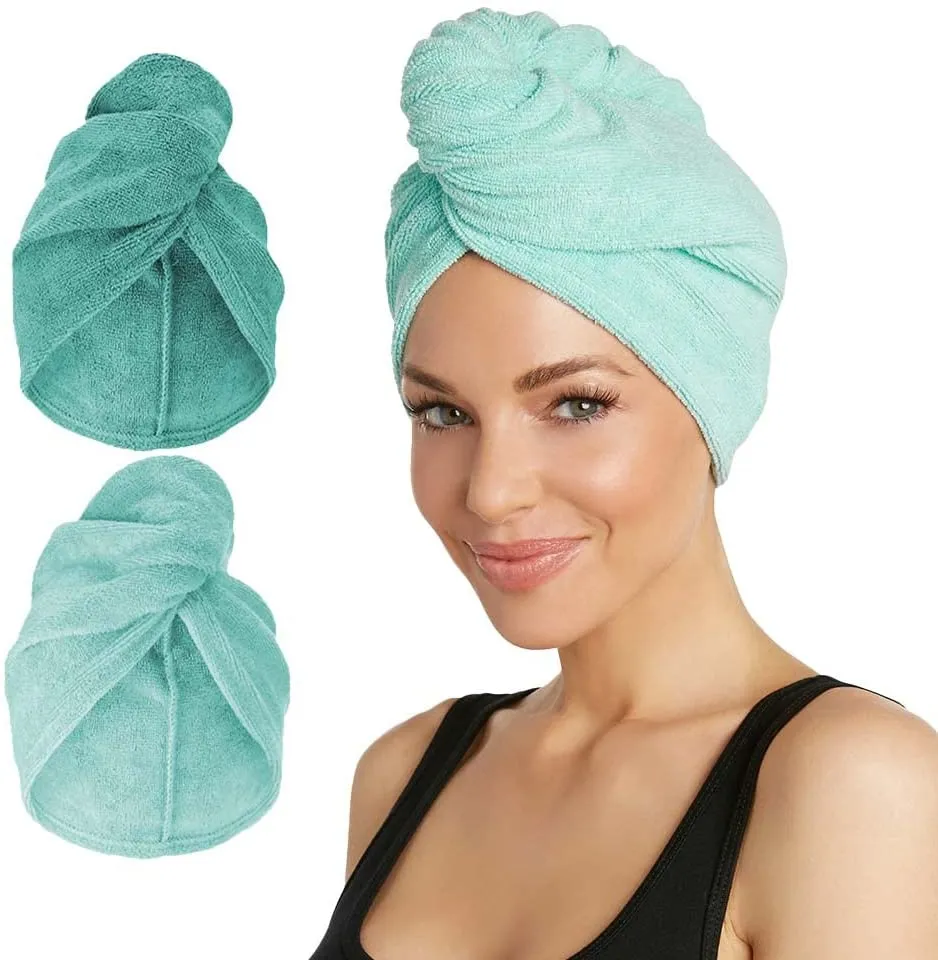 Turbie Twist Microfiber Hair Towel Wrap for Women and Men | 2 Pack | Bathroom Essential Accessories | Quick Dry Hair Turban for Drying Curly, Long & Thick Hair (Cupcakes, Sprinkles)