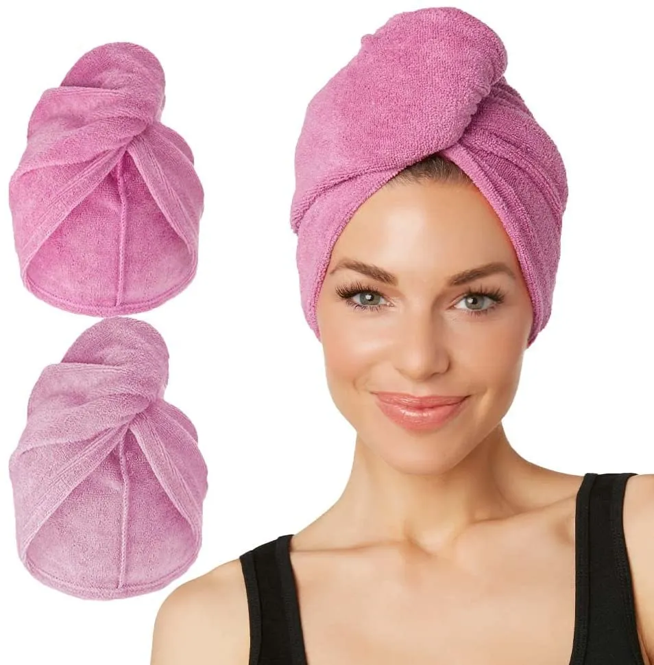Turbie Twist Microfiber Hair Towel Wrap for Women and Men | 2 Pack | Bathroom Essential Accessories | Quick Dry Hair Turban for Drying Curly, Long & Thick Hair (Cupcakes, Sprinkles)