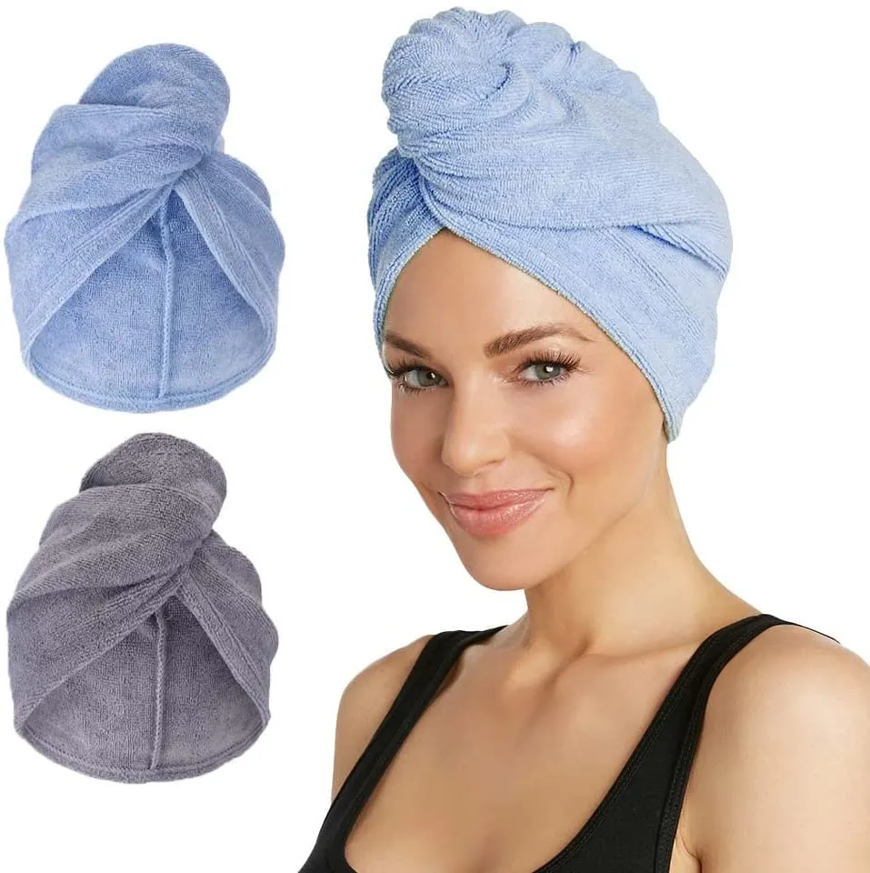 Turbie Twist Microfiber Hair Towel Wrap for Women and Men | 2 Pack | Bathroom Essential Accessories | Quick Dry Hair Turban for Drying Curly, Long & Thick Hair (Cupcakes, Sprinkles)