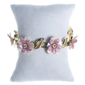 Vintage Coro Purple and White Flower Flower Bracelet