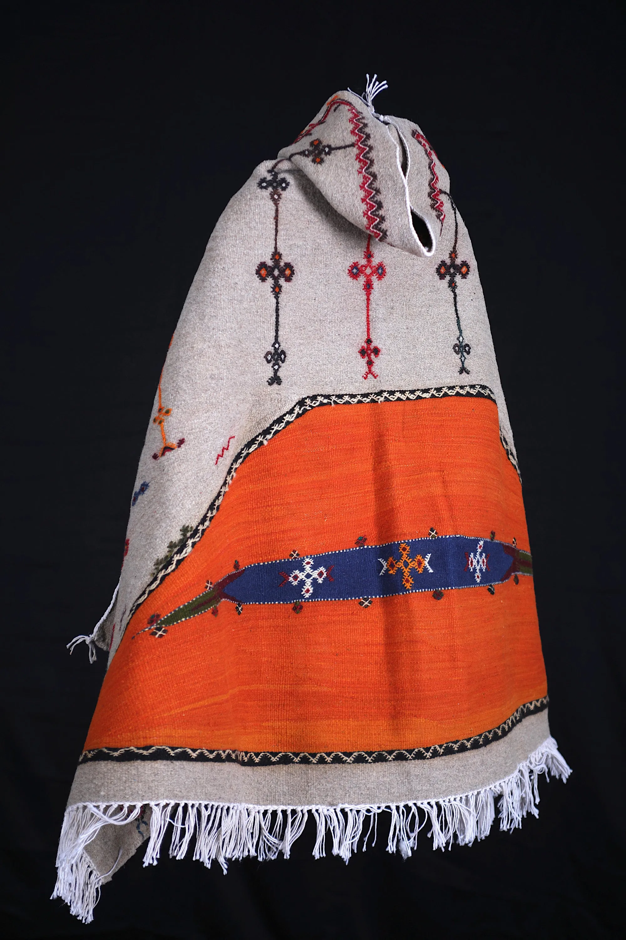 Vintage Moroccan Cape - Handmade Berber Wool Cloak