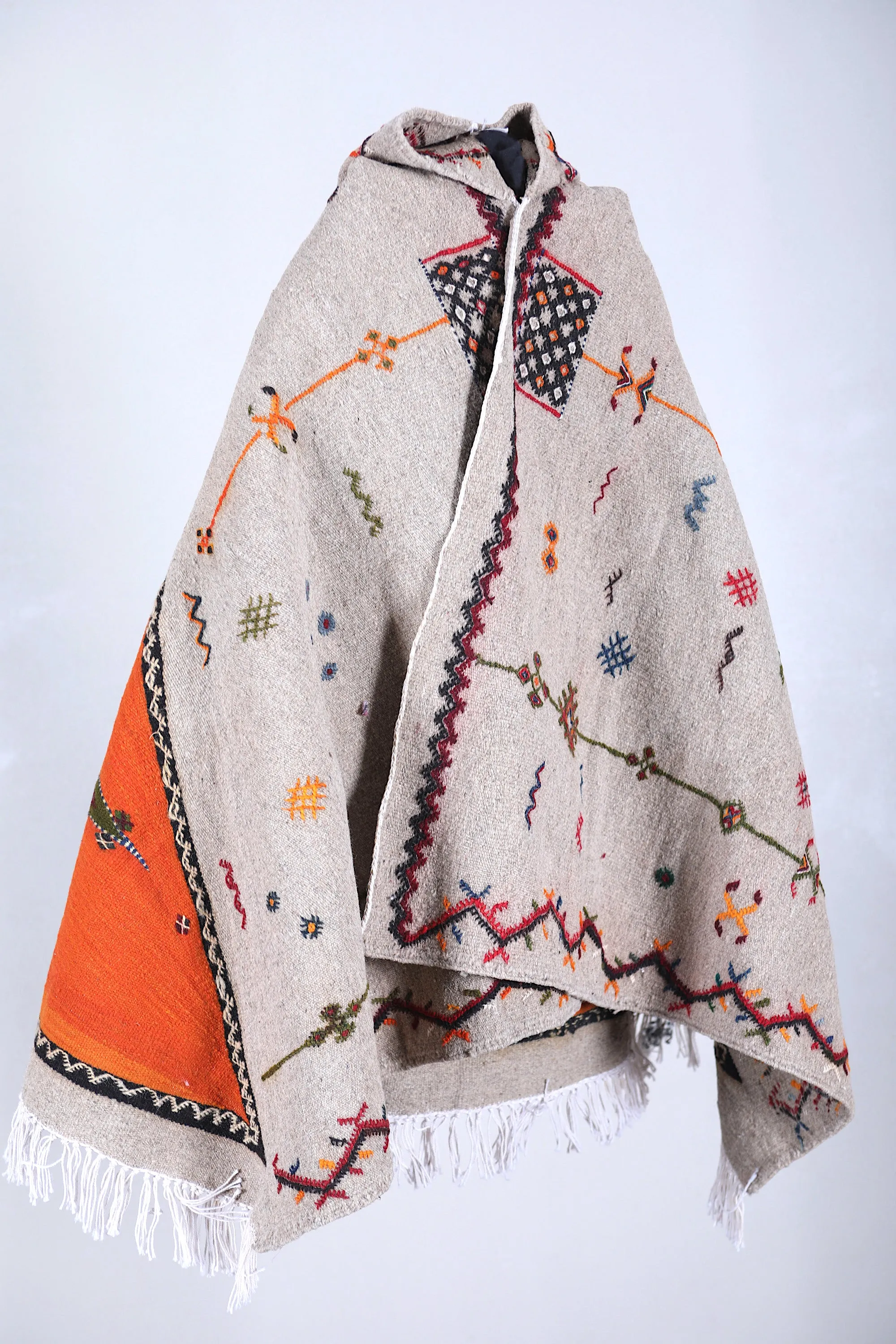 Vintage Moroccan Cape - Handmade Berber Wool Cloak