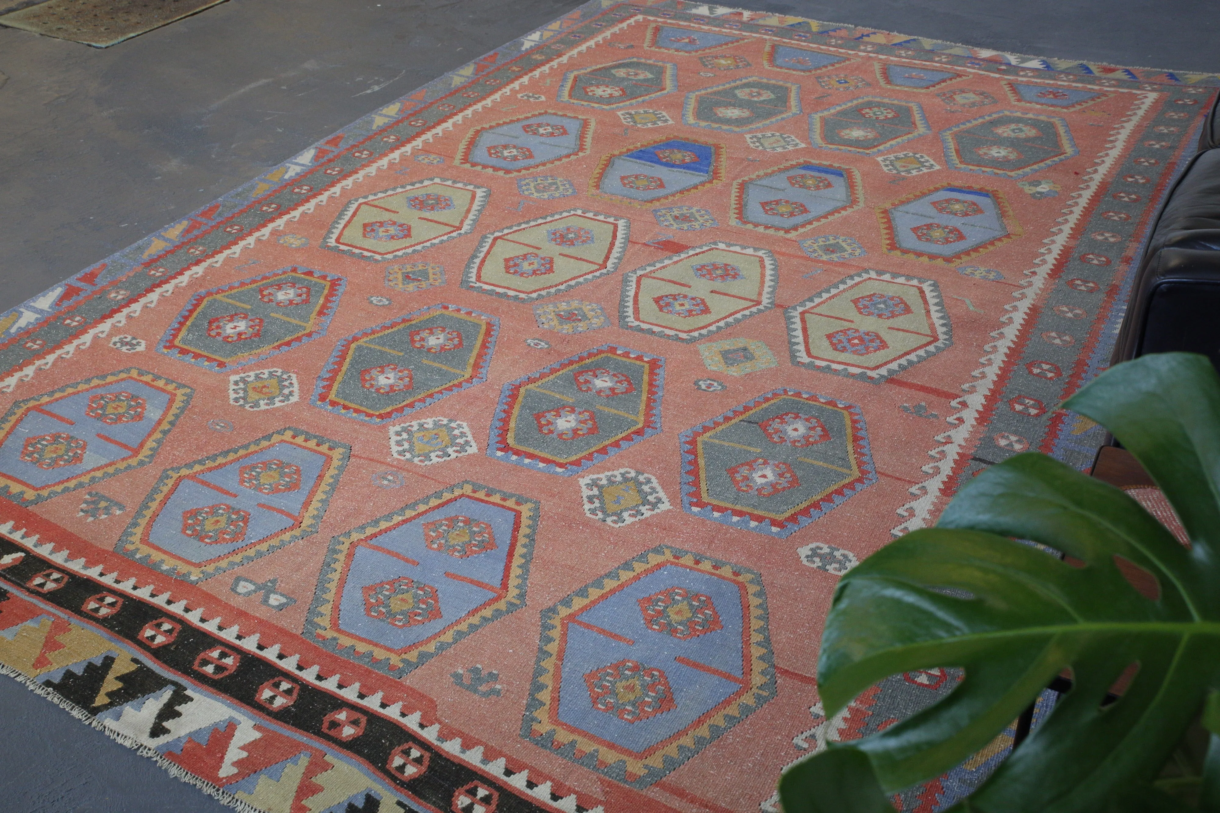 Vintage Sivas Sarkisla Turkish Kilim Rug 7'10"x11'7"