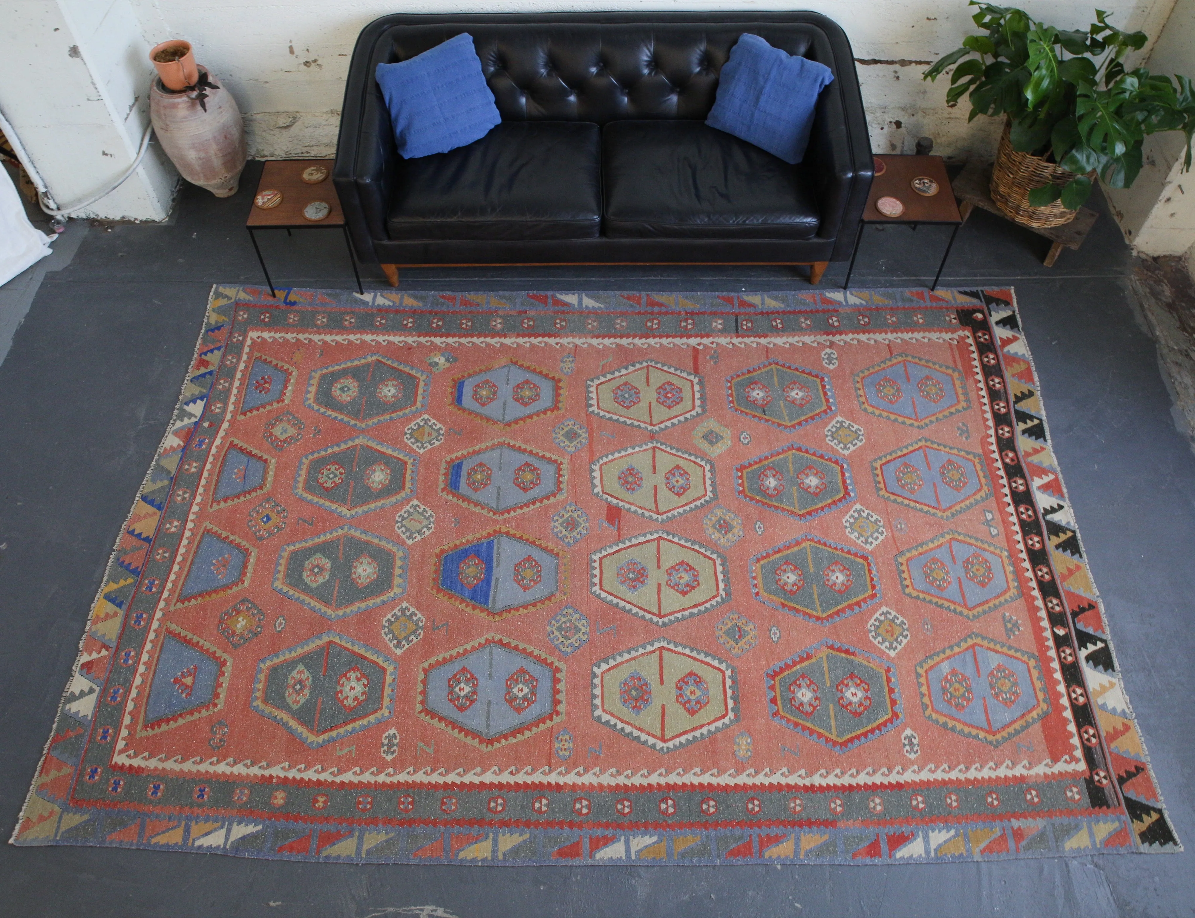 Vintage Sivas Sarkisla Turkish Kilim Rug 7'10"x11'7"