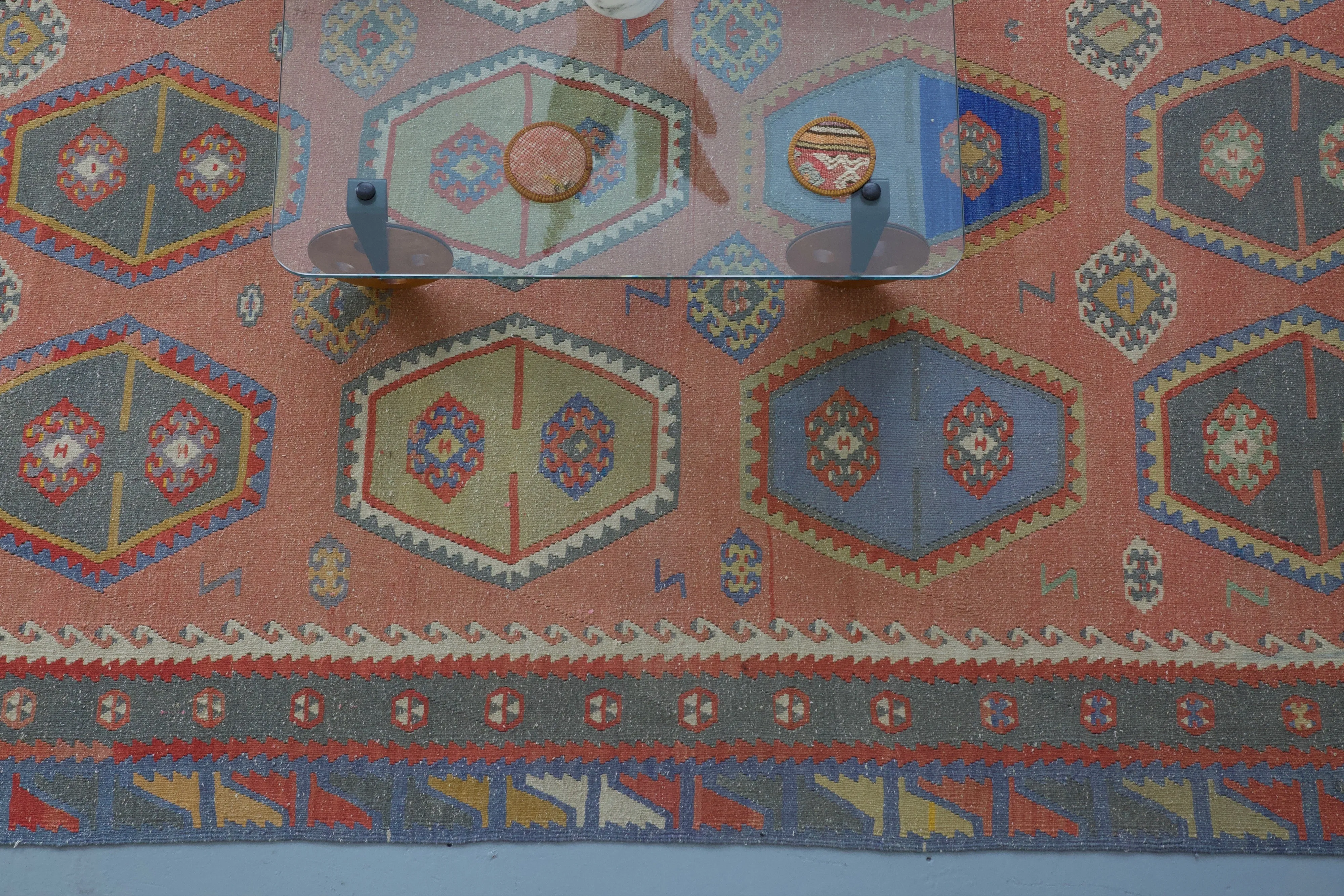 Vintage Sivas Sarkisla Turkish Kilim Rug 7'10"x11'7"