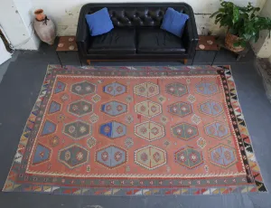 Vintage Sivas Sarkisla Turkish Kilim Rug 7'10"x11'7"