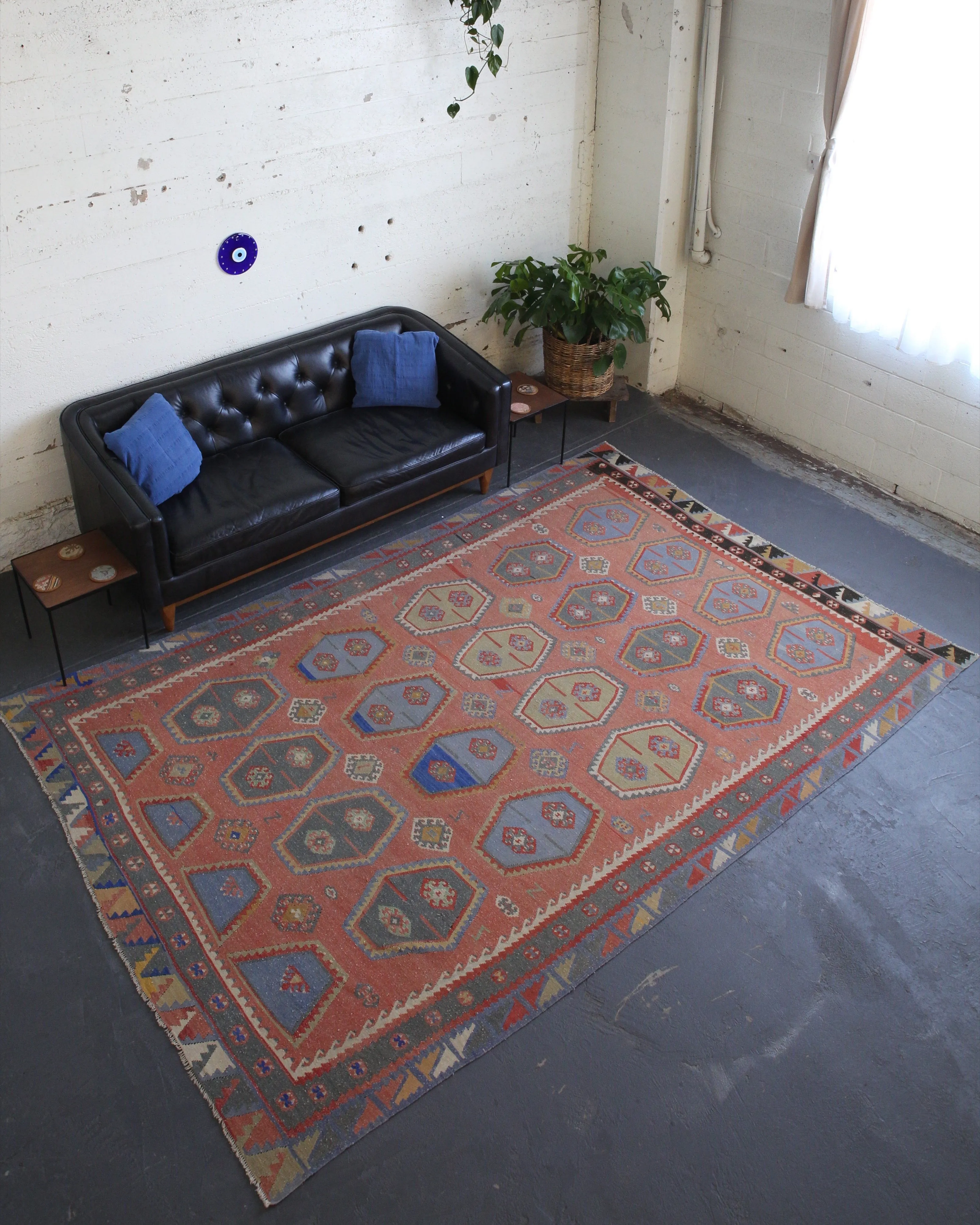 Vintage Sivas Sarkisla Turkish Kilim Rug 7'10"x11'7"
