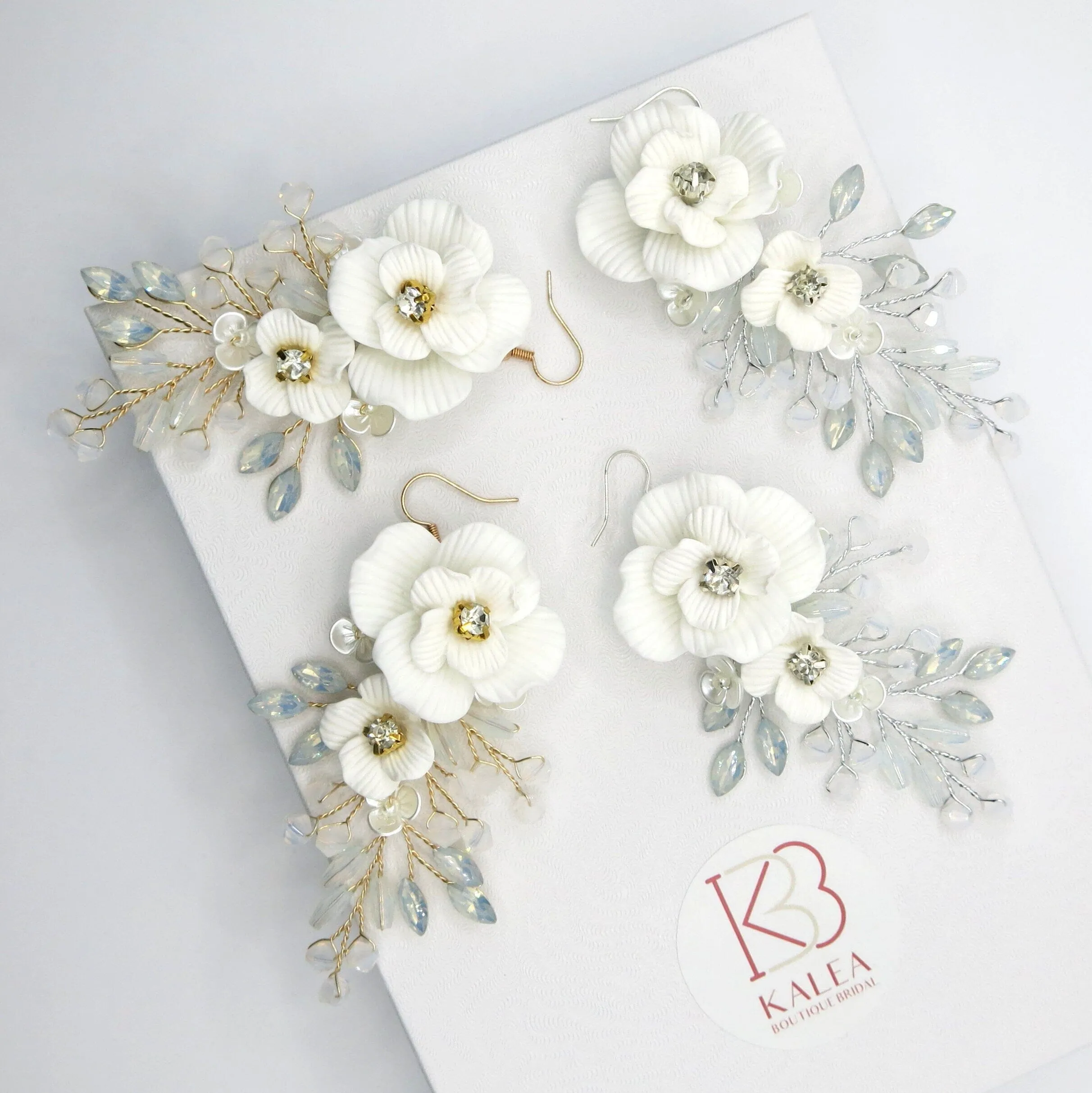 White Flower Large Dangle Earrings, Milky Opal Style Crystal Wedding Earrings, Bridal Big Rose Floral Earrings