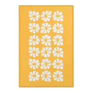 White Flowers Yellow Printed Area Rugs