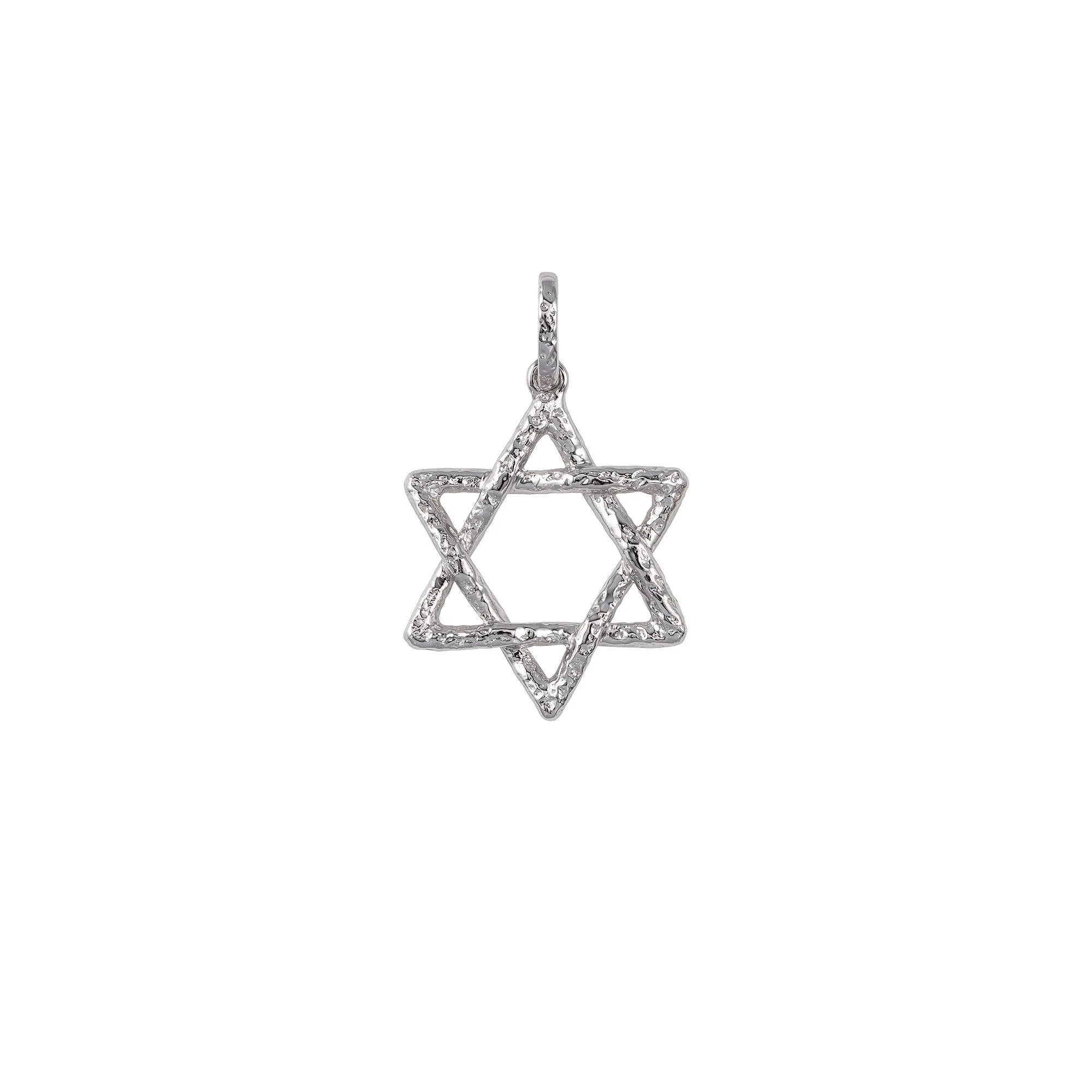 White Gold Star of David Pendant