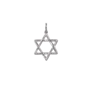 White Gold Star of David Pendant