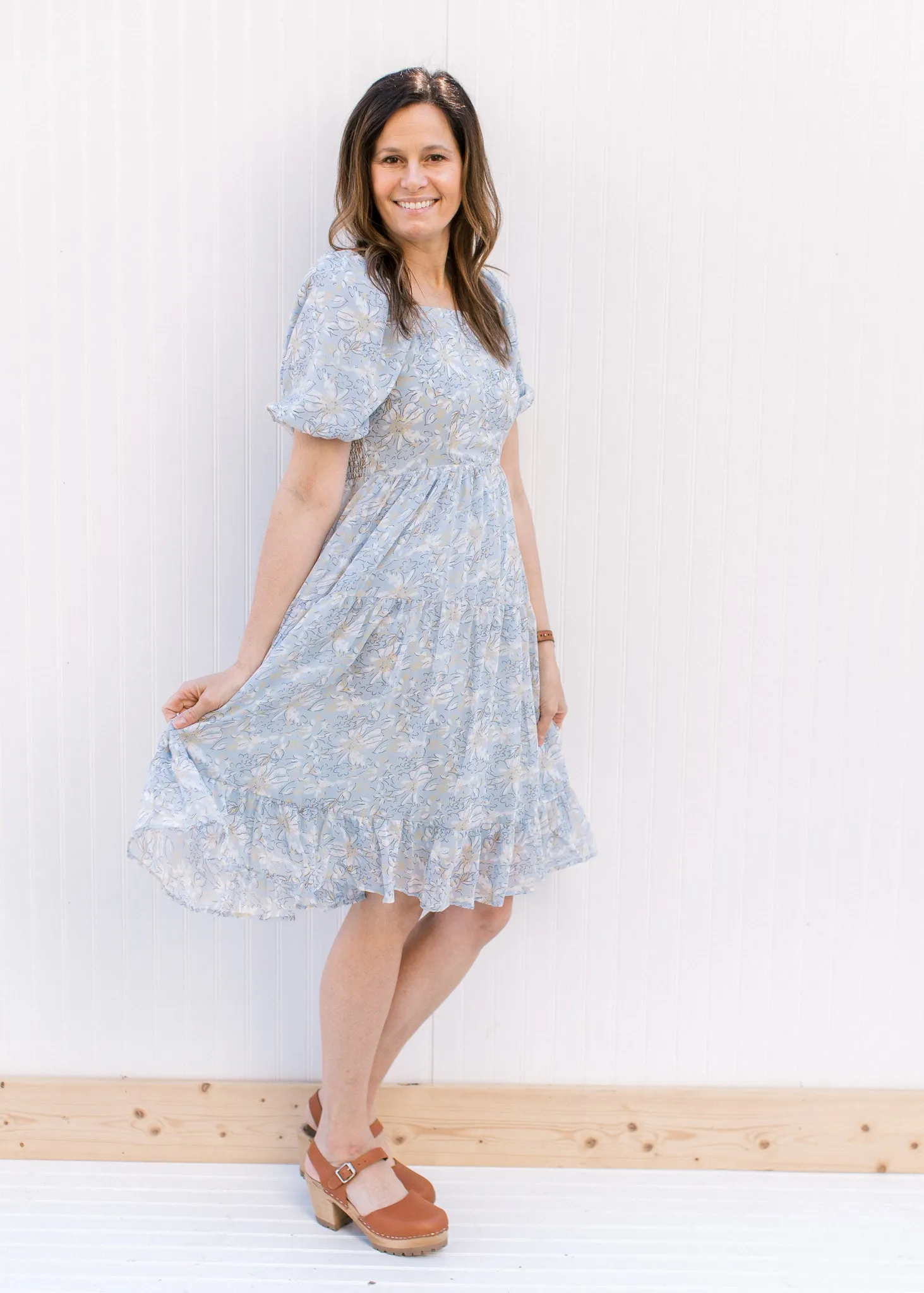 X Cool Blue Floral Dress