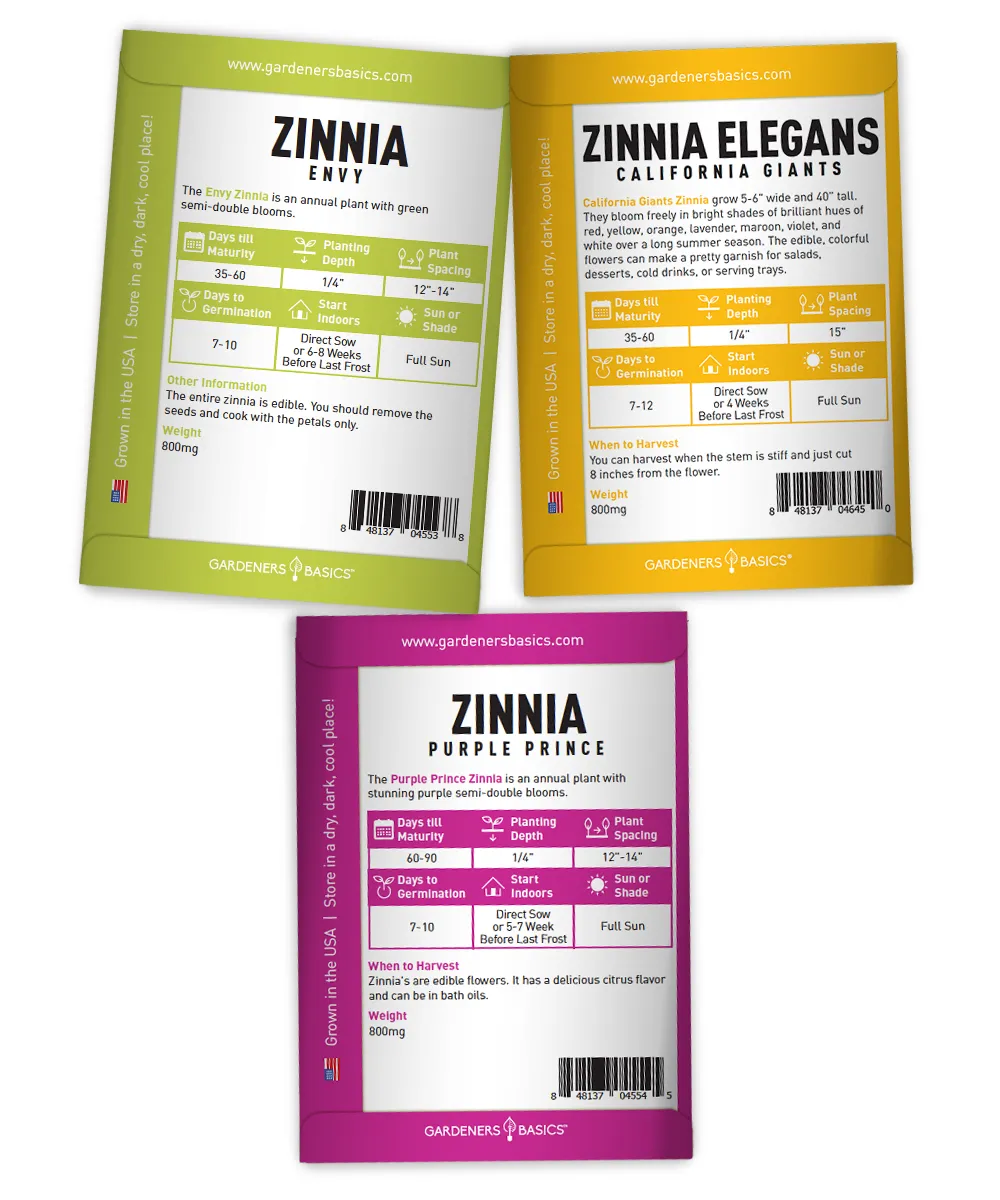 Zinnia Seeds for Outdoor Planting | 5 Variety Pack